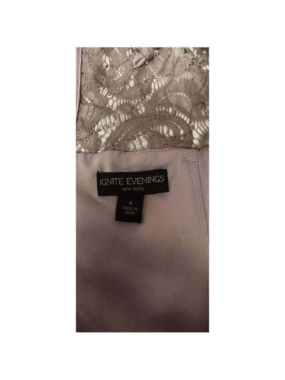 Davids Bridal IGNITE Evenings Sleeveless Sequin Lace Sheath Gown Dress Capelet 8 - Picture 10 of 11